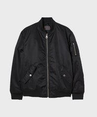 Mens Black Bomber Jacket Bomber Jacket men front product view | Dash Racegear — Mens Bomber Black Classic Jacket