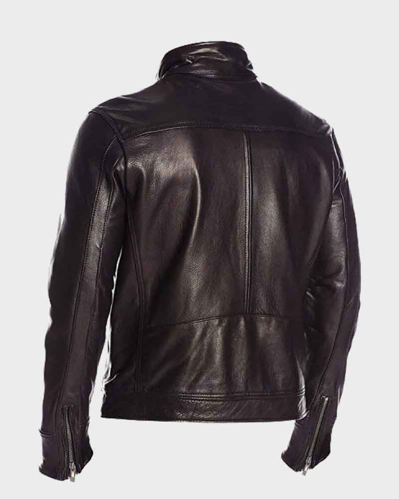 Mens Four Pockets Classic Black Biker Jacket Biker Jacket men detail view 2 | Dash Racegear — Mens Four Pockets Classic Black Biker Jacket