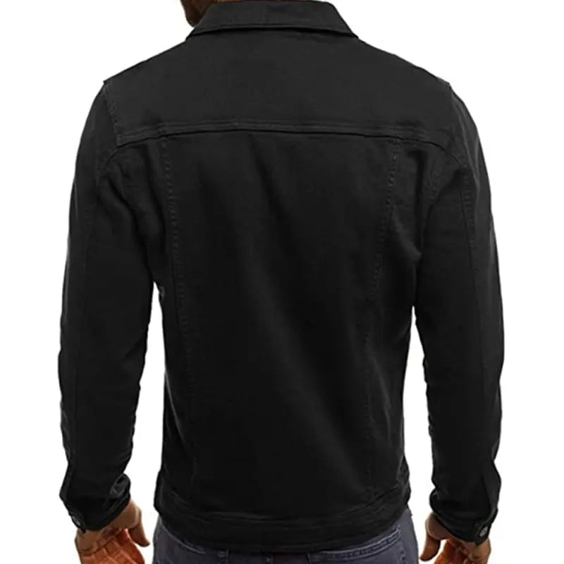 Mens Black Denim Jean Jacket Denim Jacket men detail view 2 | Dash Racegear — Black Denim Jacket for Mens Outfits