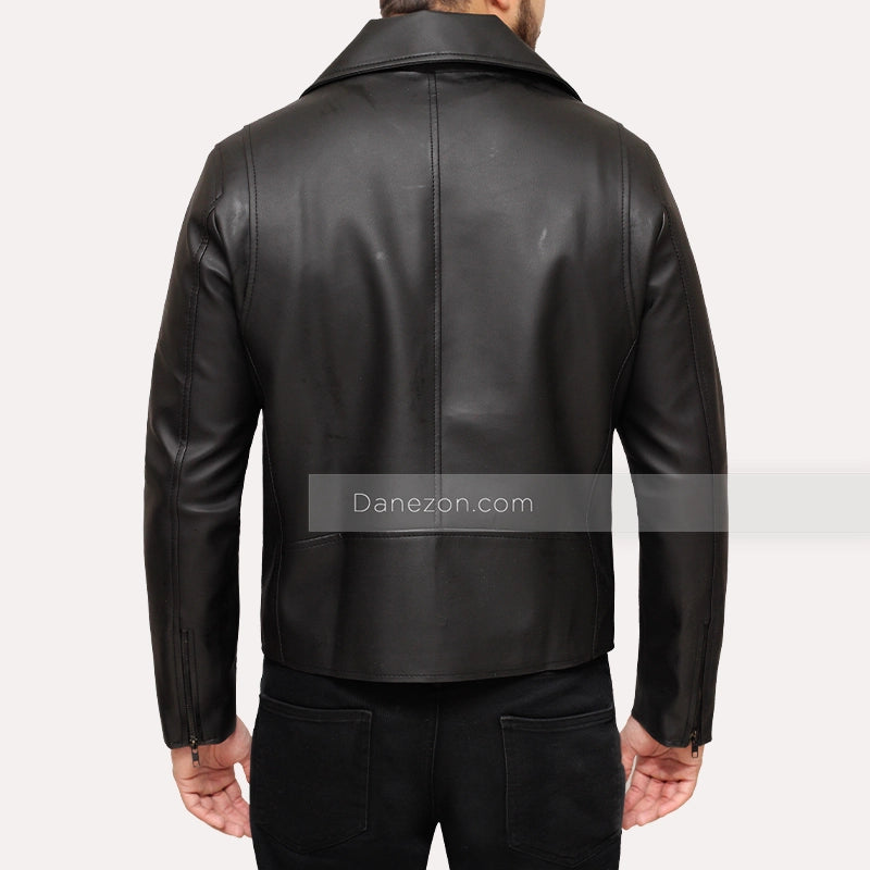 Jordan Classic Black Leather Jacket Leather Jacket unisex detail view 5 | Dash Racegear — faux black leather jacket for mens