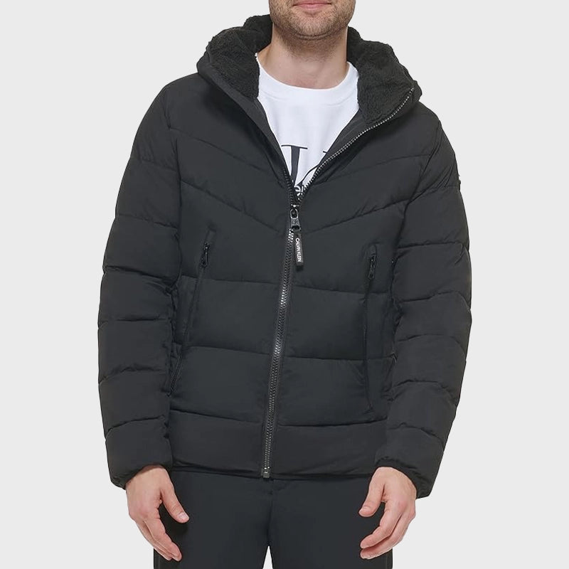 Mens Puffer Black Jacket Puffer Jacket unisex detail view 2 | Dash Racegear — Mens Puffer Black Jacket