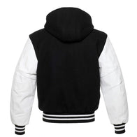 Mens Black Hooded Varsity Jacket Varsity Jacket men detail view 2 | Dash Racegear — Black Varsity Jacket