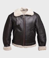 Mens Black Leather Aviator B3 Jacket Jacket men front product view | Dash Racegear — Mens Aviator Black Leather B3 Jacket