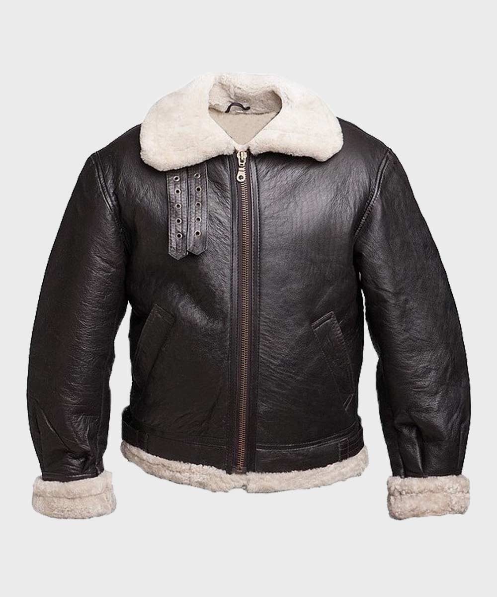Mens Black Leather Aviator B3 Jacket Jacket men front product view | Dash Racegear — Mens Aviator Black Leather B3 Jacket