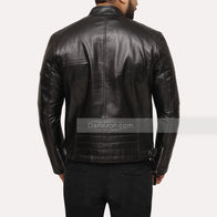 Mens Casual Black Leather Jacket Leather Jacket men detail view 4 | Dash Racegear — Black Casual Mens Leather Jacket