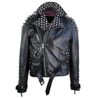 Gregory Black Leather Studded Jacket Jacket unisex front product view | Dash Racegear — Men Black Leather Studded Jacket