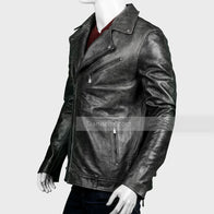 Men’s Black Biker Distressed Leather Jacket Biker Jacket men detail view 3 | Dash Racegear — Black Biker Jacket Distressed Leather Jacket