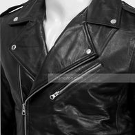 Mens Black Motorcycle Leather Jacket Leather Jacket men detail view 2 | Dash Racegear — Black Leather Moto Jacket for Mens Outfits