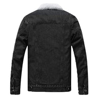 Mens Black Sherpa Denim Jacket Denim Jacket men detail view 2 | Dash Racegear — Sherpa Black Denim Jacket