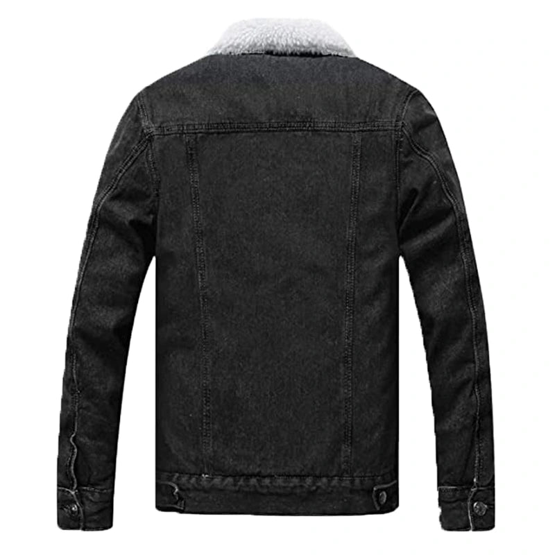 Mens Black Sherpa Denim Jacket Denim Jacket men detail view 2 | Dash Racegear — Sherpa Black Denim Jacket