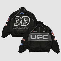Men’s Black UFC 313 Asphalt Full-Zip Jacket Jacket unisex front product view | Dash Racegear — UFC 313 Black Jacket – Full-Zip Asphalt Design for True Fighters