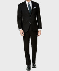 Mens Business Black Suit Fashion Apparel men front product view | Dash Racegear — Mens Black Two Buttons Suit