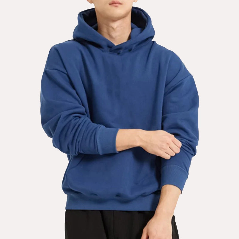 Mens Blue Hoodie Hoodie men front product view | Dash Racegear — Blue Pullover Fleece Hoodie
