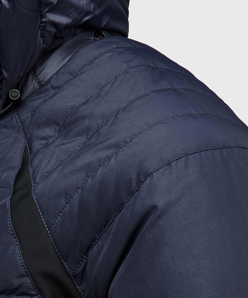 Mens Blue Puffer Jacket Puffer Jacket men detail view 2 | Dash Racegear — Blue Winter Parachute Puffer Jacket