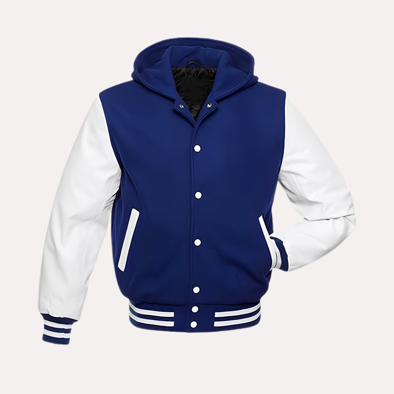 Mens Blue Varsity Jacket Varsity Jacket men front product view | Dash Racegear — Blue Varsity Jacket