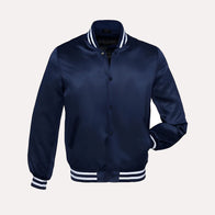 Dylan Blue and White Varsity Jacket Varsity Jacket unisex front product view | Dash Racegear — Dylan Blue and White Varsity Jacket