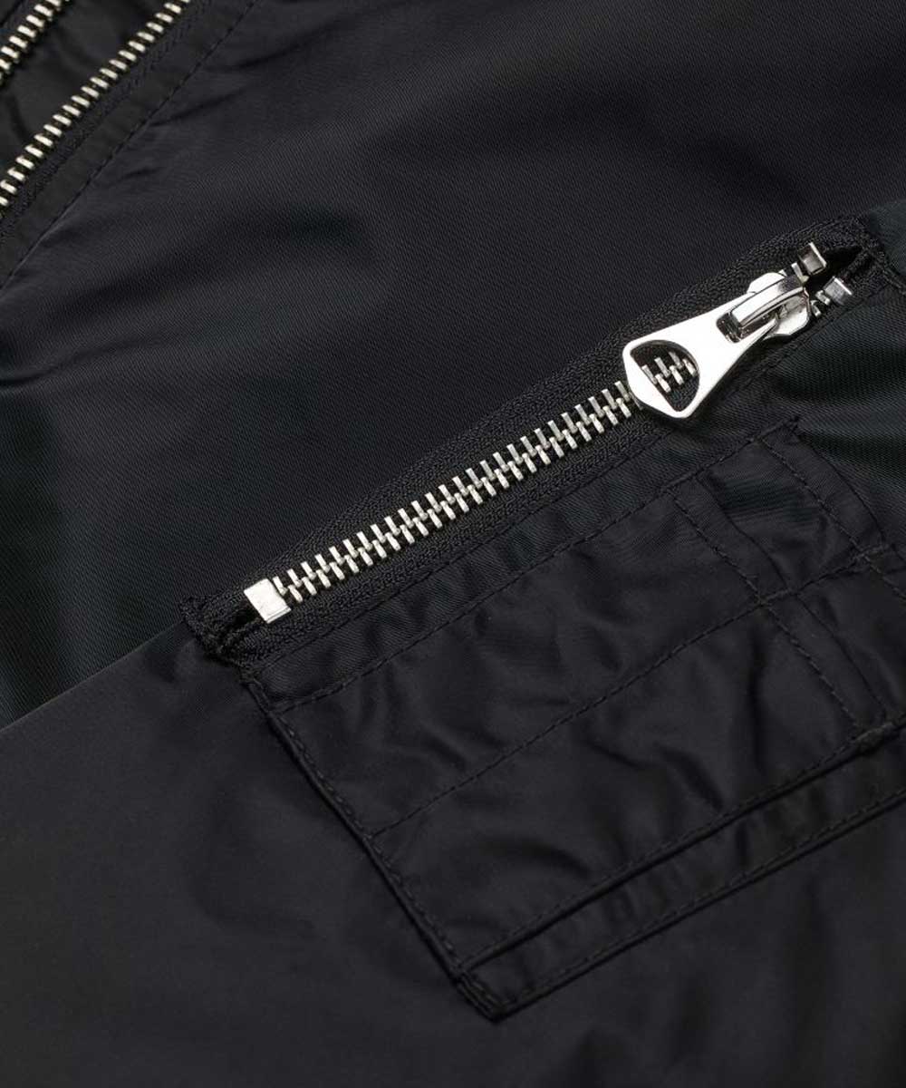 Mens Black Bomber Jacket Bomber Jacket men detail view 2 | Dash Racegear — Mens Classic Black Bomber Jacket