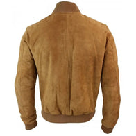 Men’s Bomber Brown Suede Jacket Bomber Jacket men detail view 2 | Dash Racegear — Men's Brown Suede Bomber Jacket