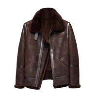 Men’s Brown Distressed B3 Shearling Leather Jacket Leather Jacket men detail view 4 | Dash Racegear — Mens Brown Distressed B3 Shearling Jacket