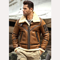 Mens Sheepskin B3 Shearling Leather Jacket Leather Jacket men detail view 2 | Dash Racegear — Mens b3 shearling aviator jacket