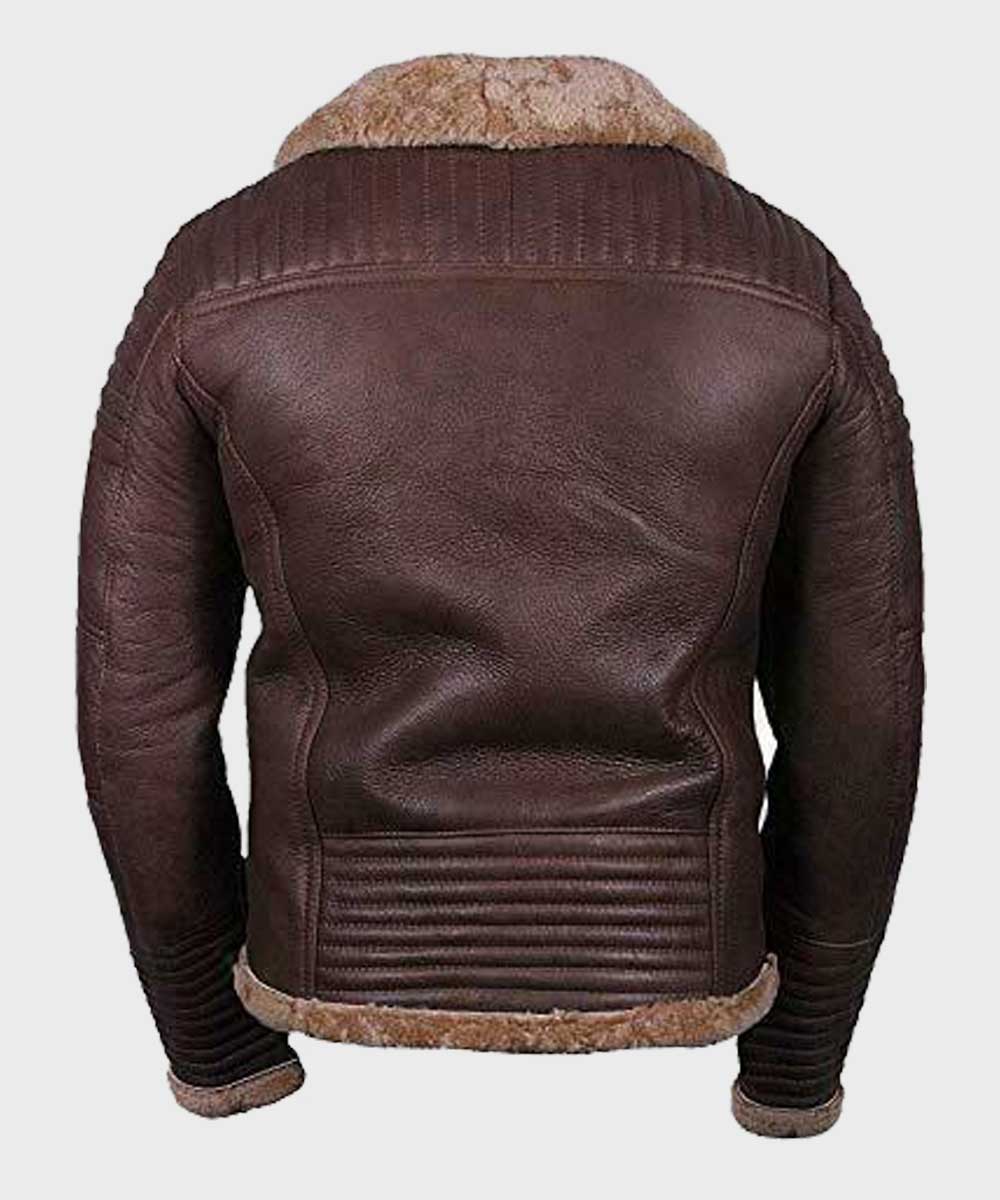 Mens Sheepskin Shearling Brown Jacket Jacket men detail view 2 | Dash Racegear — Mens Brown Leather Shearling Jacket