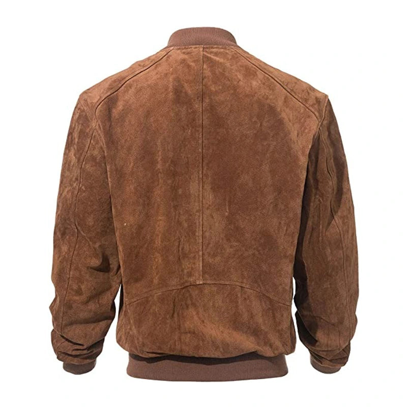 Bruce Brown Suede Leather Jacket Leather Jacket unisex detail view 2 | Dash Racegear — Mens Brown Suede Leather Jacket