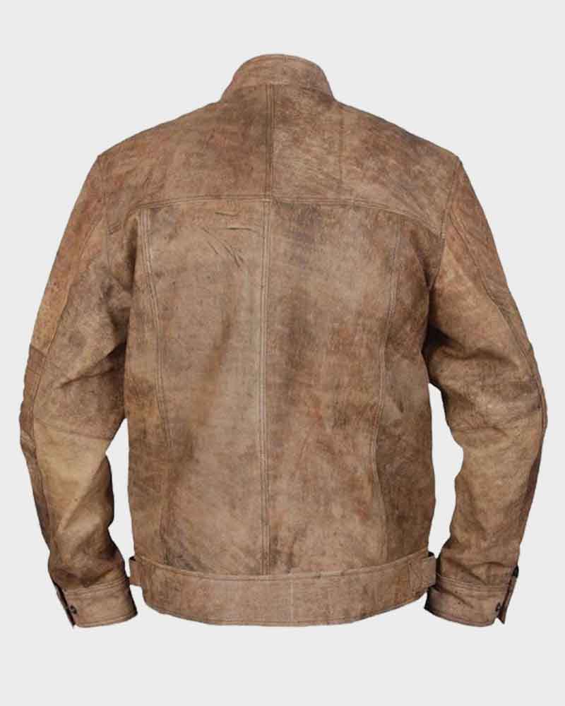 Mens Khakhi Distressed Café Racer Vintage Jacket Jacket men detail view 2 | Dash Racegear — Mens Khakhi Distressed Café Racer Vintage Jacket