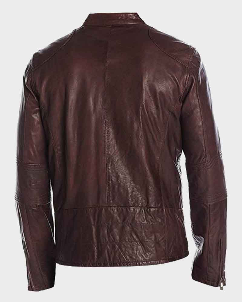 Mens Café Racer Maroon Jacket Biker Jacket men detail view 2 | Dash Racegear — Mens Café Racer Maroon Jacket