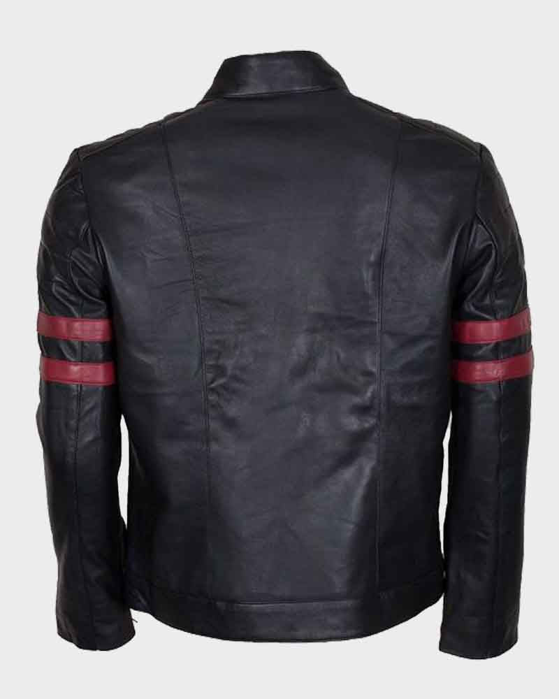 Mens Red Stirpe Mayhem Retro Black Jacket Biker Jacket men detail view 2 | Dash Racegear — Mens Red Stirpe Mayhem Retro Black Jacket