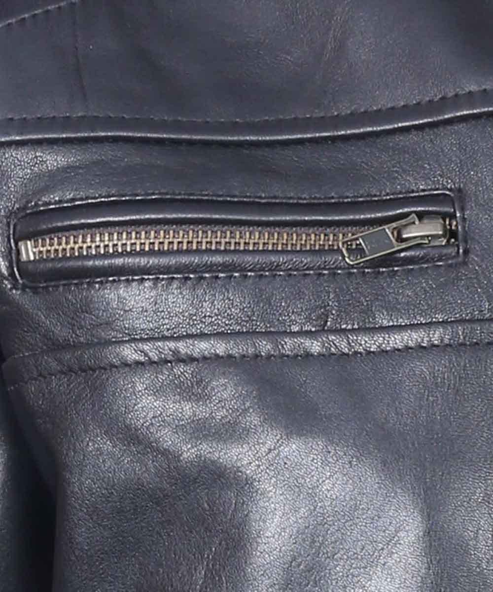 Mens Cafe Racer Black Classic Biker Jacket Biker Jacket men detail view 2 | Dash Racegear — Mens Black Cafe Racer Classic Biker Jacket