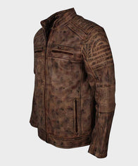 Mens Vintage Brown Waxed Cafe Racer Jacket Biker Jacket men detail view 2 | Dash Racegear — Cafe Racer Waxed Brown Vintage Motorcycle Jacket