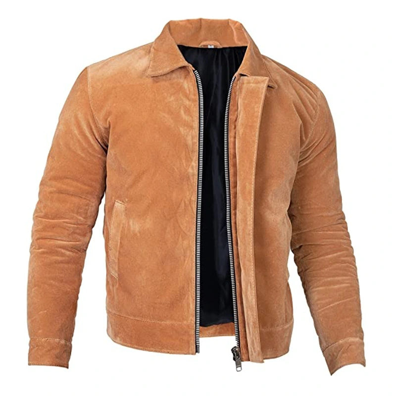 Mens Camel Brown Suede Leather Jacket Leather Jacket men detail view 2 | Dash Racegear — Men’s Camel Brown Suede Leather Jacket