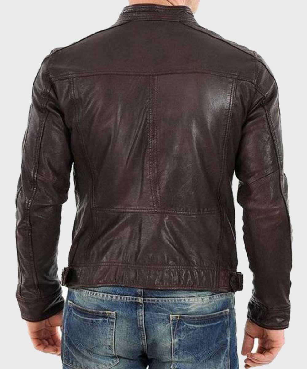 Mens Brown Casual Leather Jacket Leather Jacket men detail view 2 | Dash Racegear — Mens Casual Brown Leather Jacket