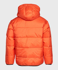 Mens Hooded Orange Puffer Jacket Puffer Jacket men detail view 3 | Dash Racegear — Mens Orange Winter Puffer Jacket
