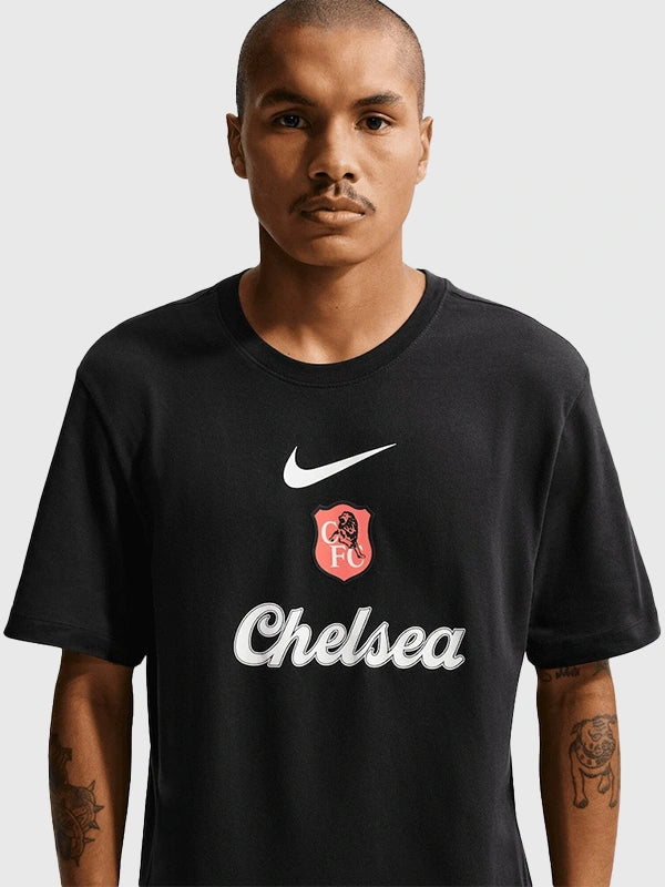 Chelsea Nike T-Shirt Shirt unisex detail view 3 | Dash Racegear — Chelsea F.C. Nike Black T-Shirt, men’s 2026 edition, ideal for fans showing support on and off the pitch.