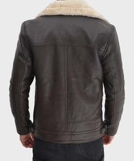 Mens Shearling Chocolate Brown Leather Jacket Leather Jacket men detail view 2 | Dash Racegear — Mens Shearling Chocolate Brown Jacket