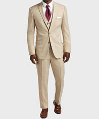 Mens Classic Tan Suit Fashion Apparel men front product view | Dash Racegear — Mens Tan Ivory Suit