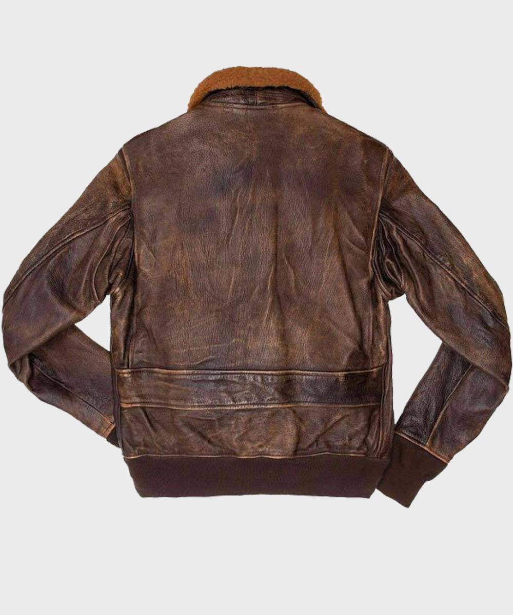 Mens Distressed Brown Flight Bomber Jacket Bomber Jacket men detail view 2 | Dash Racegear — Mens Distressed Brown Flight Bomber Jacket