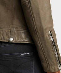 Mens Brown Distressed Motorcycle Jacket Biker Jacket men detail view 2 | Dash Racegear — Mens Motorcycle Brown Distressed Jacket