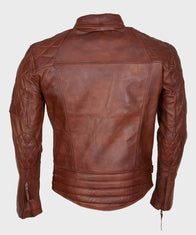 Mens Distressed Brown Motorcycle Jacket Biker Jacket men detail view 3 | Dash Racegear — Mens Biker Leather Brown Motorcycle Jacket
