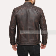 David Quilted Shoulder Distressed Leather Jacket Leather Jacket unisex detail view 5 | Dash Racegear — Distressed Leather Jacket for Men