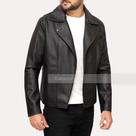 Jordan Classic Black Leather Jacket Leather Jacket unisex front product view | Dash Racegear — Black Faux Leather Motorcycle Jacket
