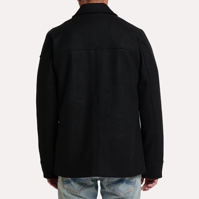 Mens Four Pocket Black Wool Coat Coat men detail view 2 | Dash Racegear — Four Pocket Black Wool Coat