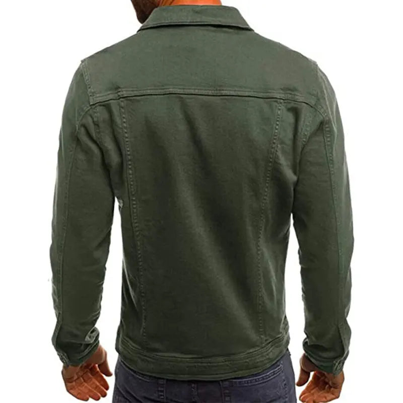 Mens Green Denim Jean Jacket Denim Jacket men detail view 2 | Dash Racegear — Green Denim Jean jacket Mens