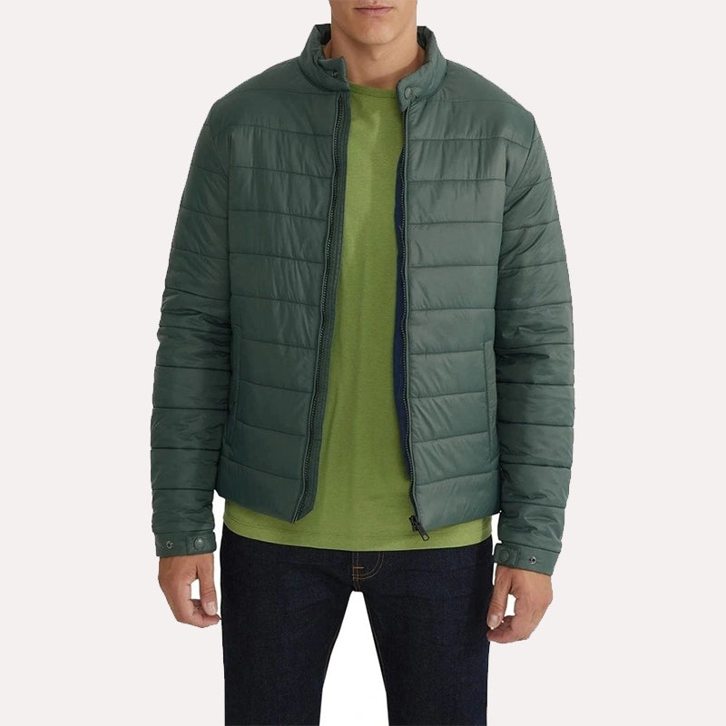 Mens Green Puffer Jacket Puffer Jacket men front product view | Dash Racegear — Green Puffer Jacket