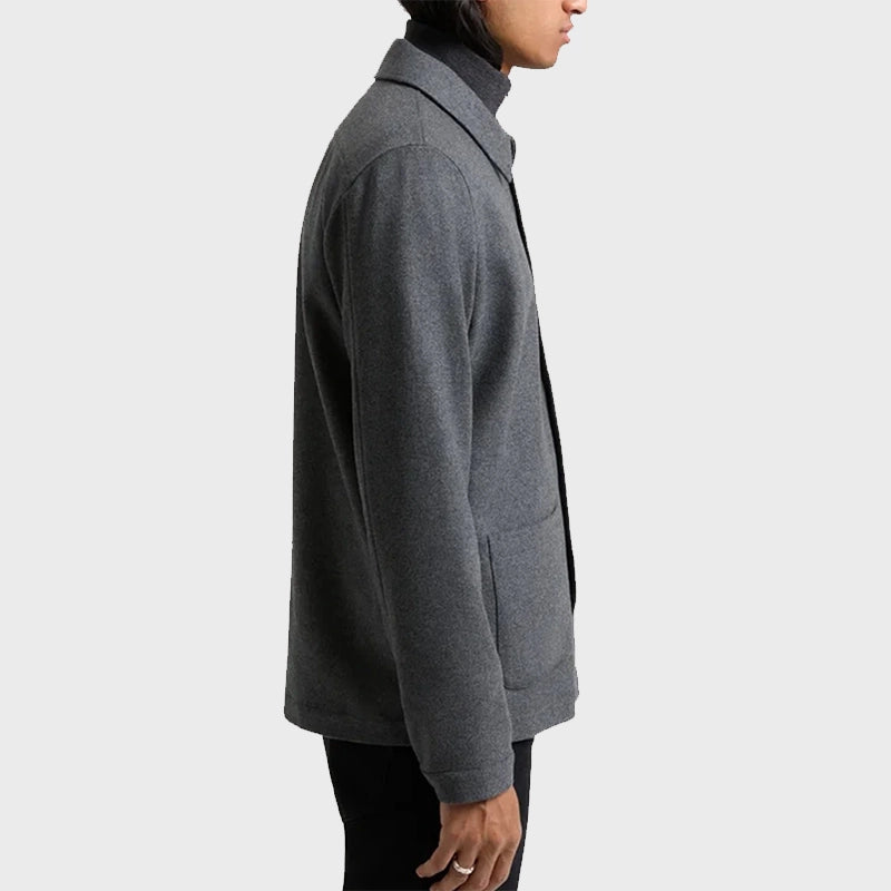 Grey Wool Overshirt Jacket unisex detail view 2 | Dash Racegear — Wool Overshirt Grey