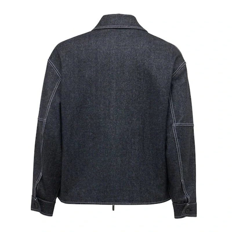 Mens Grey Denim Jacket Denim Jacket men detail view 2 | Dash Racegear — Men’s Grey Zipper Denim Jacket