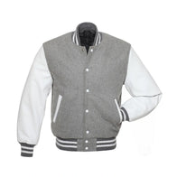 Mens Grey Varsity Jacket Varsity Jacket men front product view | Dash Racegear — Men's Grey Varsity Jacket