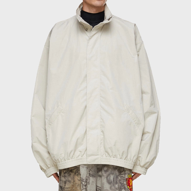 Mens High Neck Oversized Track Jacket Jacket men front product view | Dash Racegear — Mens High Neck Oversized OFF-White Track Jacket