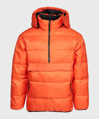 Mens Hooded Orange Puffer Jacket Puffer Jacket men front product view | Dash Racegear — Mens-Hooded-Orange-Puffer-Jacket